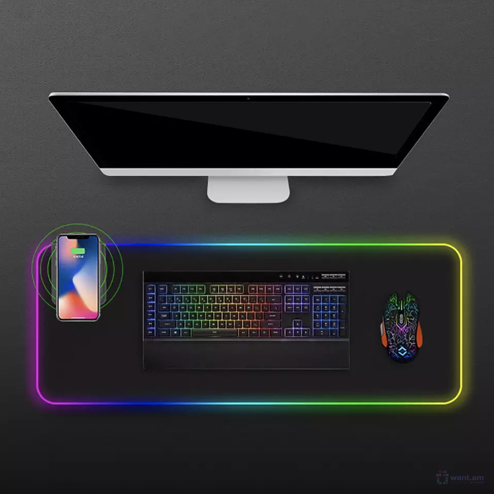 Игровой коврик RGB с зарядным устройством – Want.am